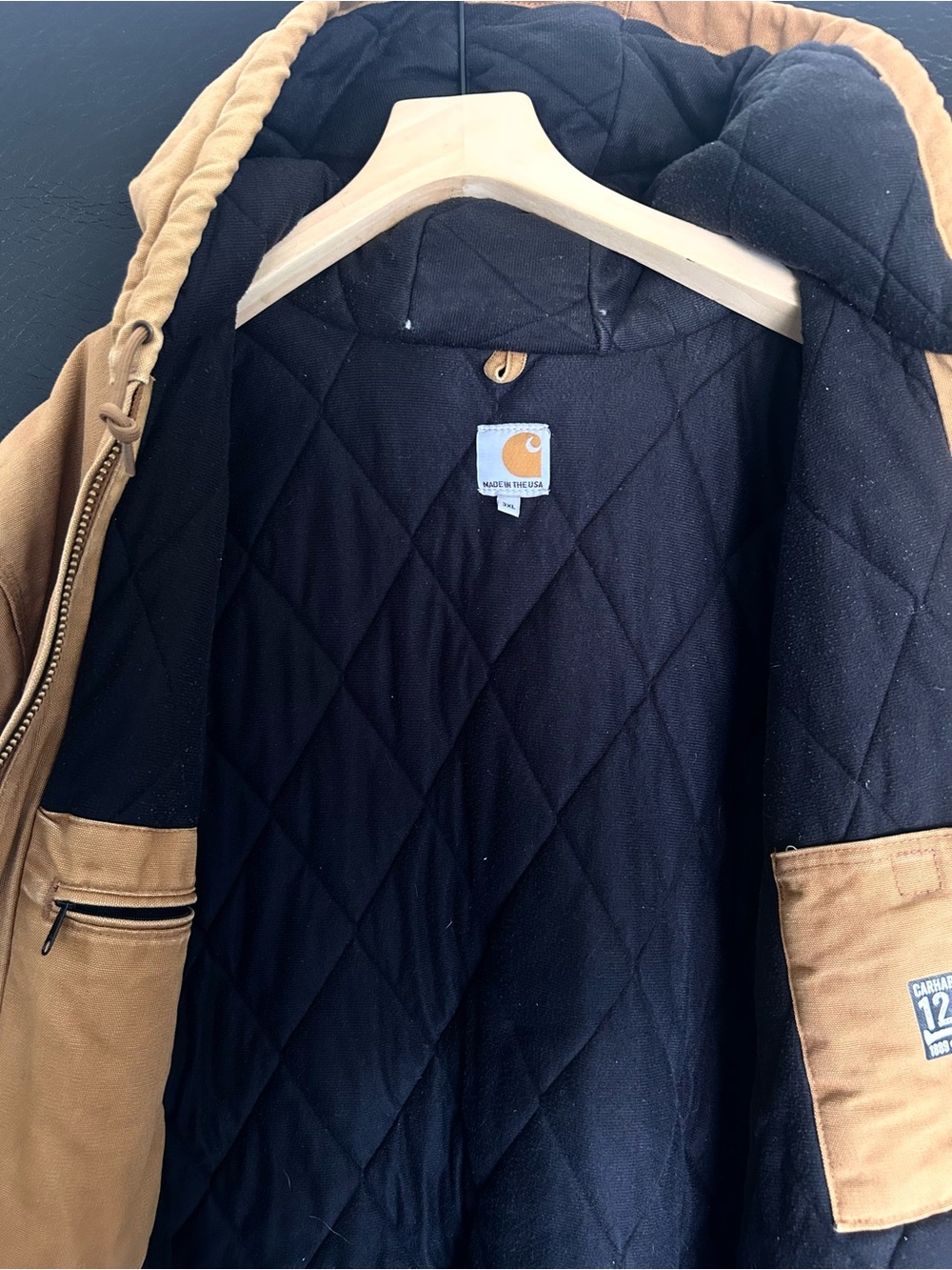 Carhartt Black-Interior Tan Work Jacket with Hood